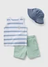 Boys Blue Bucket Hat Vest & Shorts Set (1-7yrs) - 1 to 1 half years Image 1