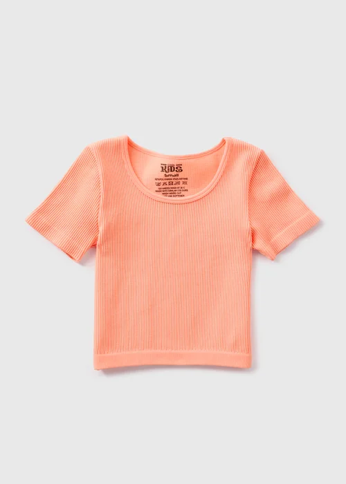 Girls Coral Seamless Ribbed T-Shirt (7-15yrs) - S Image 1