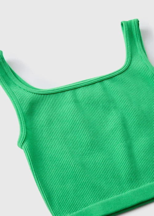 Girls Green Seamless Ribbed Vest (7-15yrs) - Small Image 2