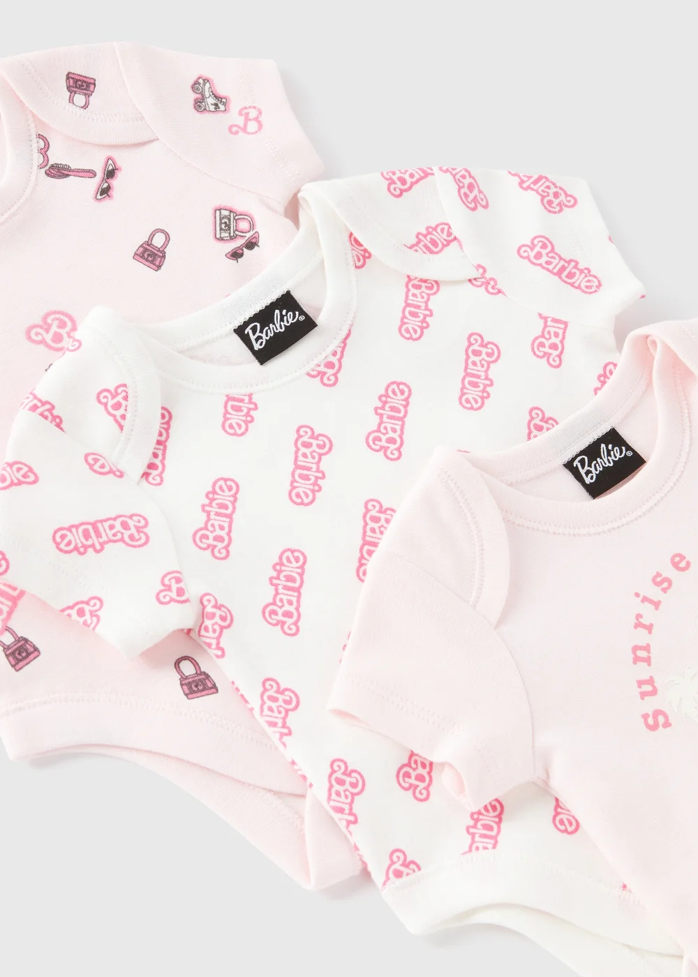Baby 3 Pack Pink Barbie Bodysuits (Newborn-18mths) - 0-3 months Image 2