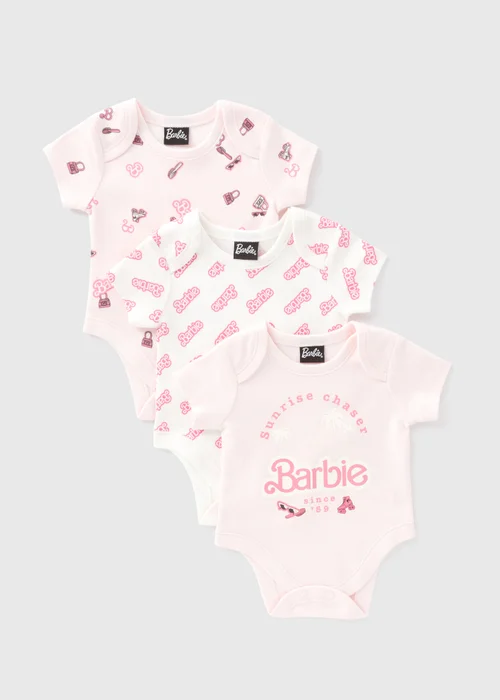 Baby 3 Pack Pink Barbie Bodysuits (Newborn-18mths) - 0-3 months Image 1