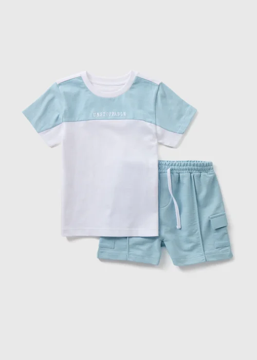 Boys Blue T-Shirt & Cargo Shorts Set (1-7yrs) - 1-1.5 Yrs Image 1