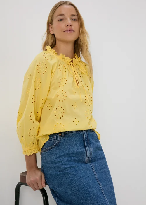 Lemon Broid Peasent Blouse Top - 8 Image 4