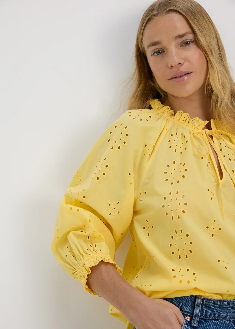 Lemon Broid Peasent Blouse Top - 8 Image 3