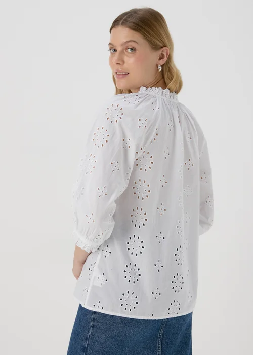 White Broid Peasent Blouse Top - 8 Image 2