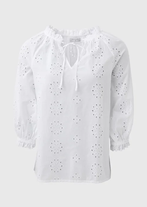 White Broid Peasent Blouse Top - 8 Image 5