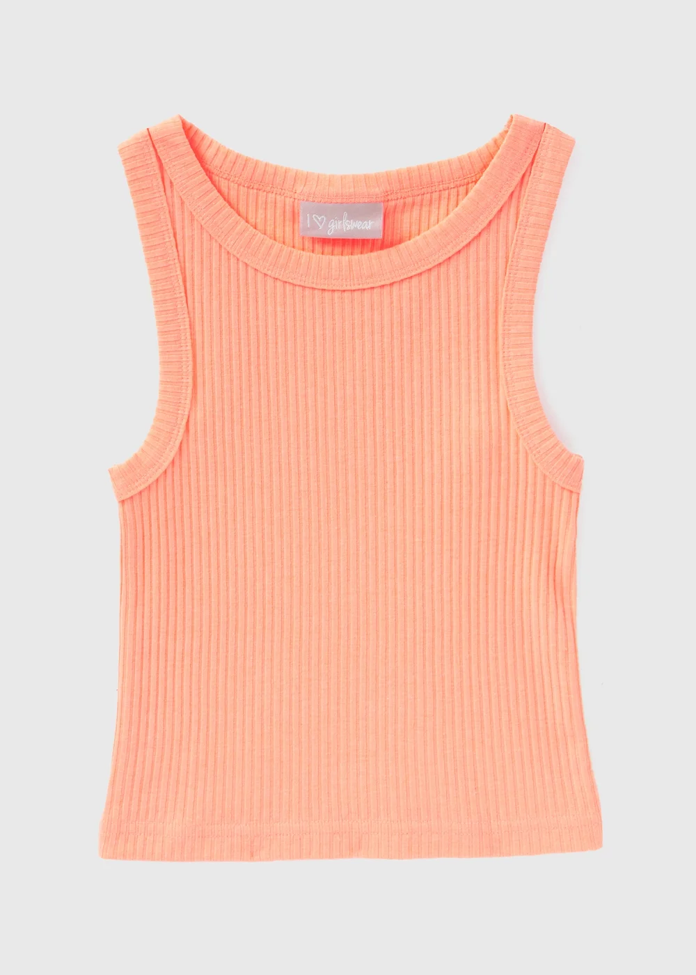 Girls Coral Neon Ribbed Vest (7-15yrs) - Age 7 Years Image 1