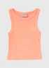 Girls Coral Neon Ribbed Vest (7-15yrs) - Age 7 Years Image 1