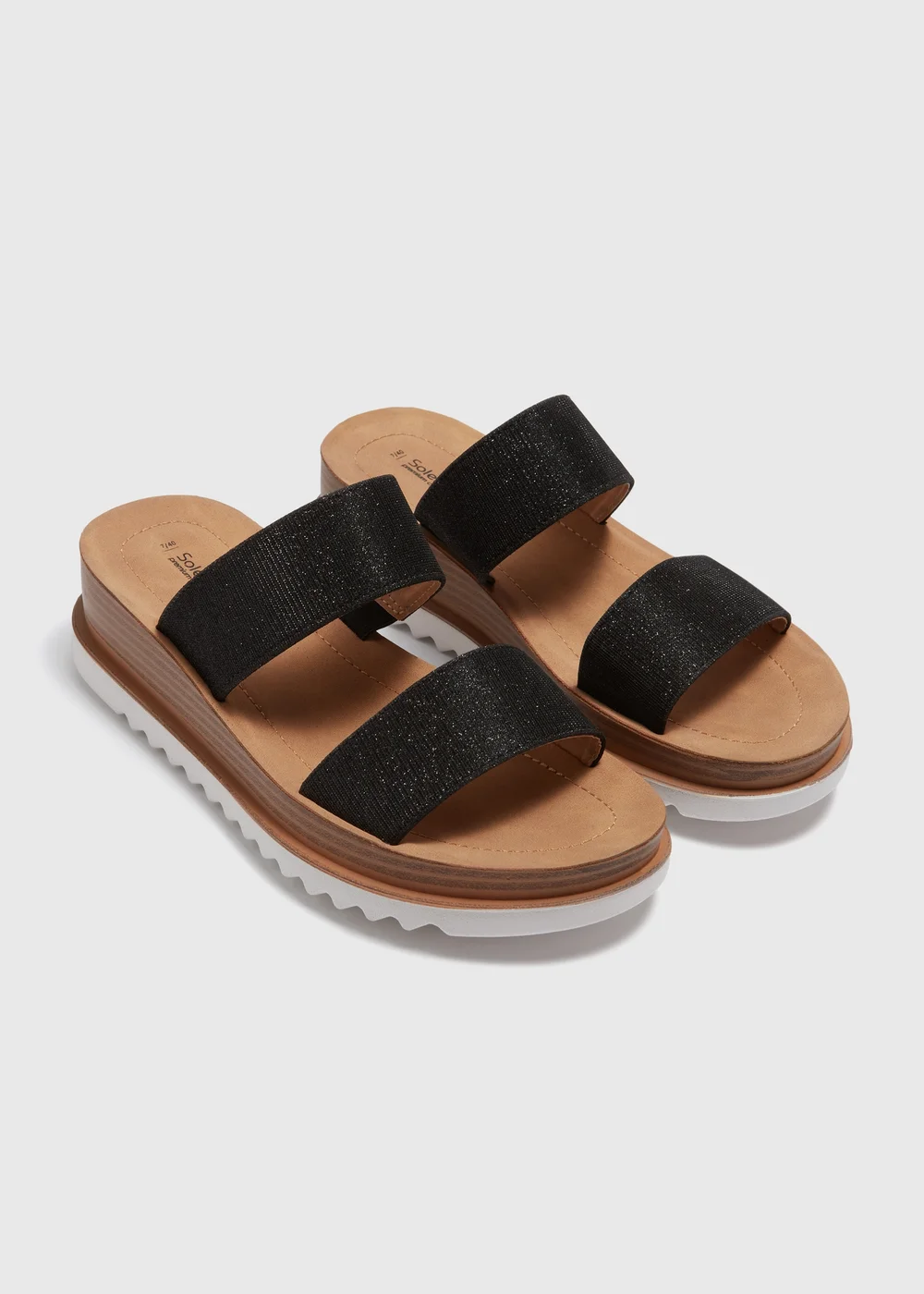 Soleflex Black Glitter Wedged Sandals - Size 3 Image 1