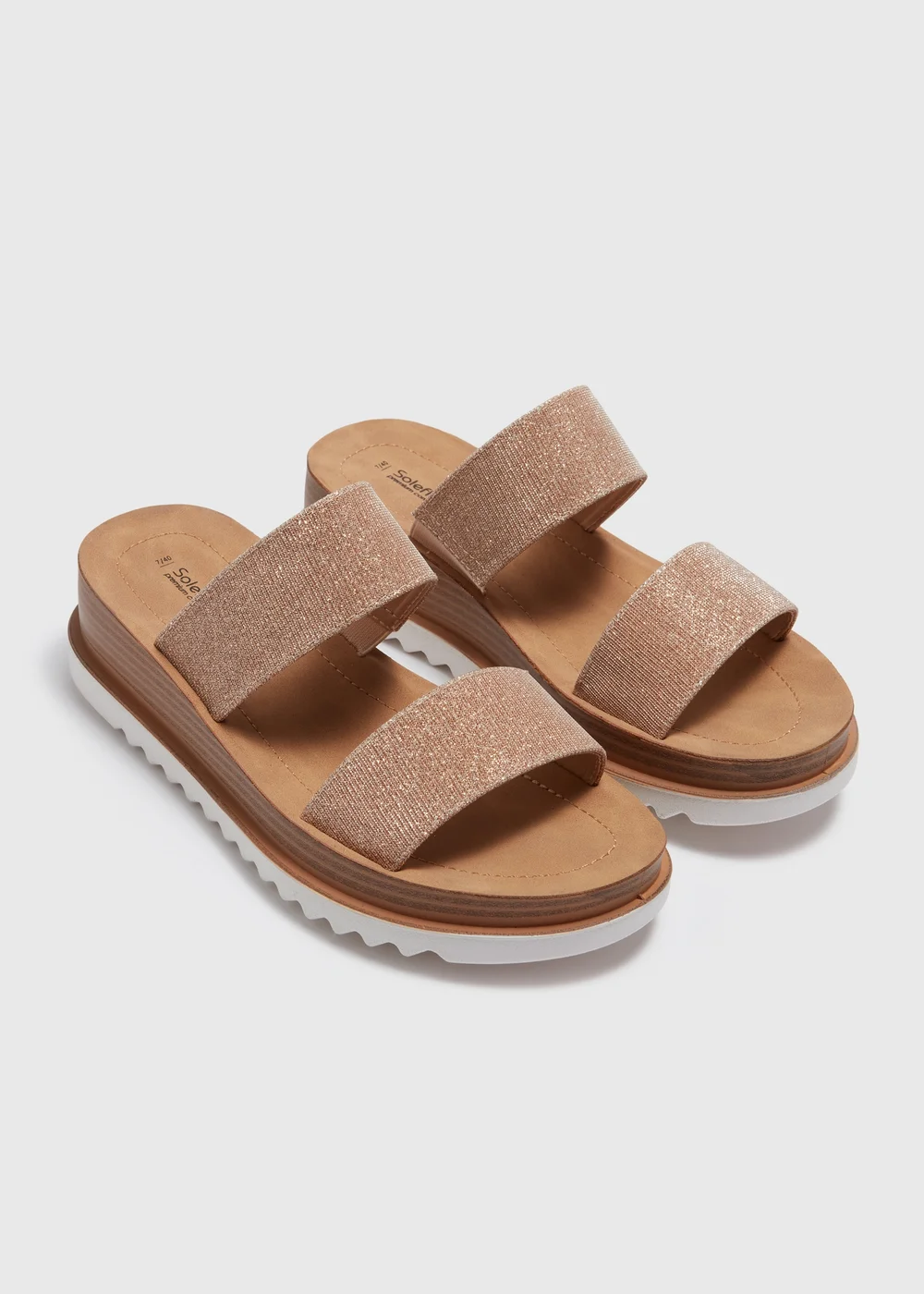 Soleflex Gold Glitter Wedged Sandals - Size 3 Image 1