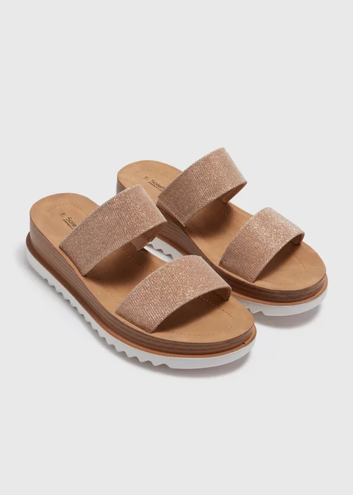 Soleflex Gold Glitter Wedged Sandals - Size 3 Image 1
