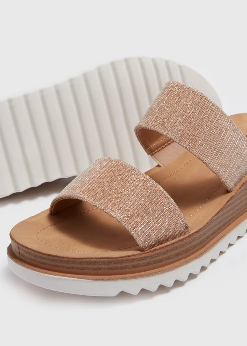 Soleflex Gold Glitter Wedged Sandals - Size 3 Image 2