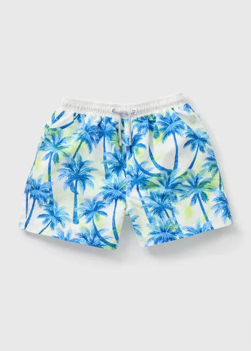 Boys Blue Palm Print Swim Shorts (6-11yrs) - Age 6 - 7 Years Image 1