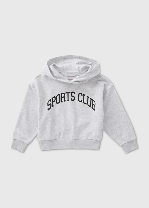 Girls Grey Marl Varsity Slogan Hoodie (7-15yrs) - 7 Yrs Image 1
