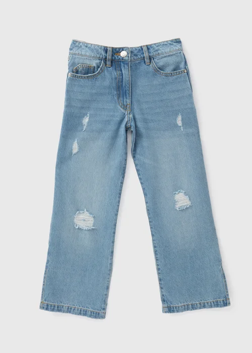 Girls Light Wash Distressed Detail Jeans (7-15yrs) - 8 Yrs Image 1