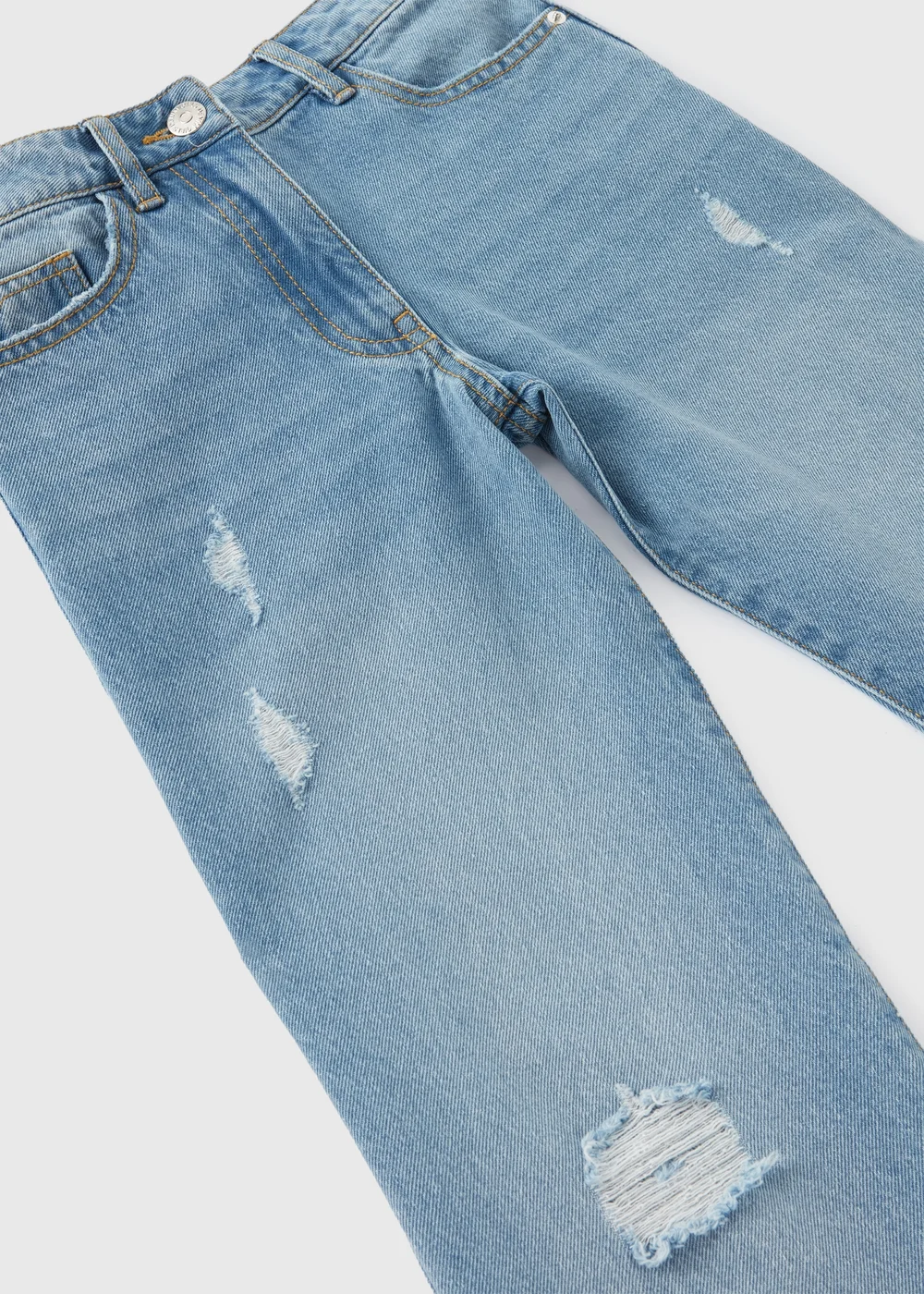 Girls Light Wash Distressed Detail Jeans (7-15yrs) - 8 Yrs Image 2