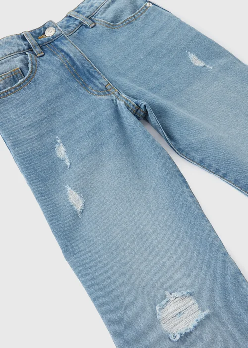Girls Light Wash Distressed Detail Jeans (7-15yrs) - 8 Yrs Image 2