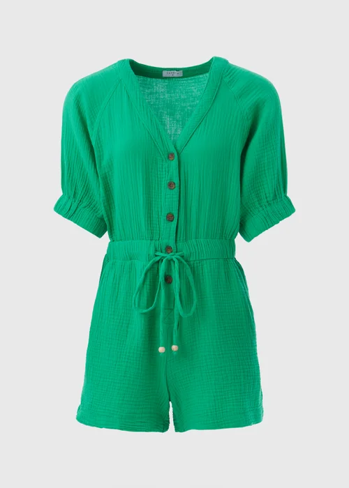Green Double Cloth Playsuit - 8 Image 5