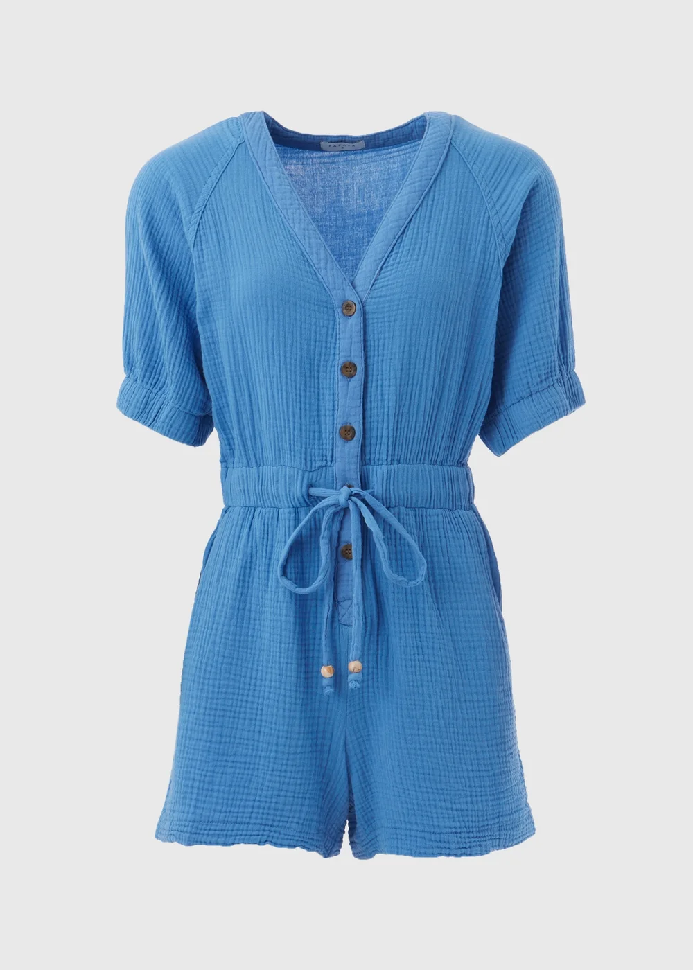 Blue Double Cloth Playsuit - 8 Image 5