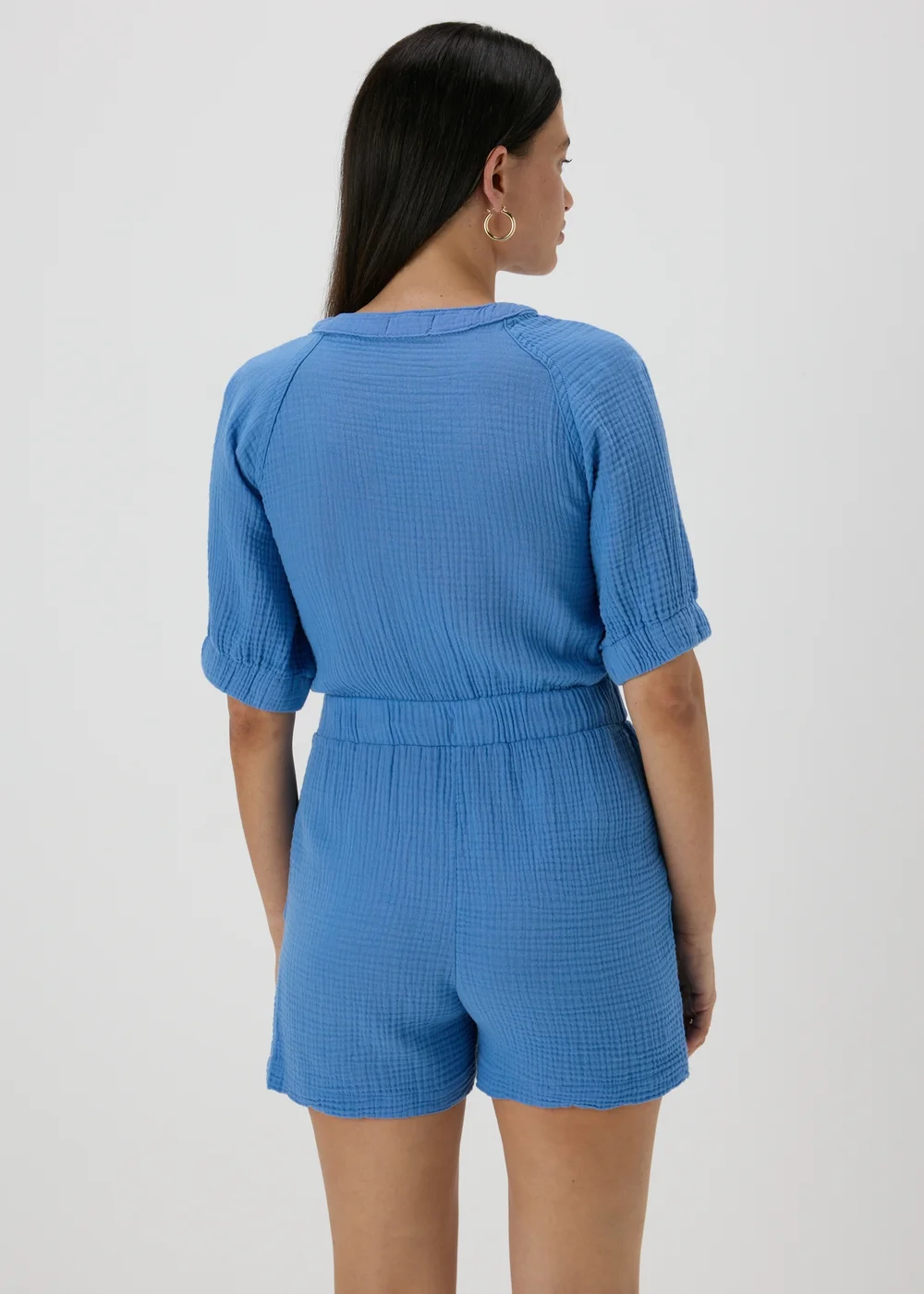 Blue Double Cloth Playsuit - 8 Image 2
