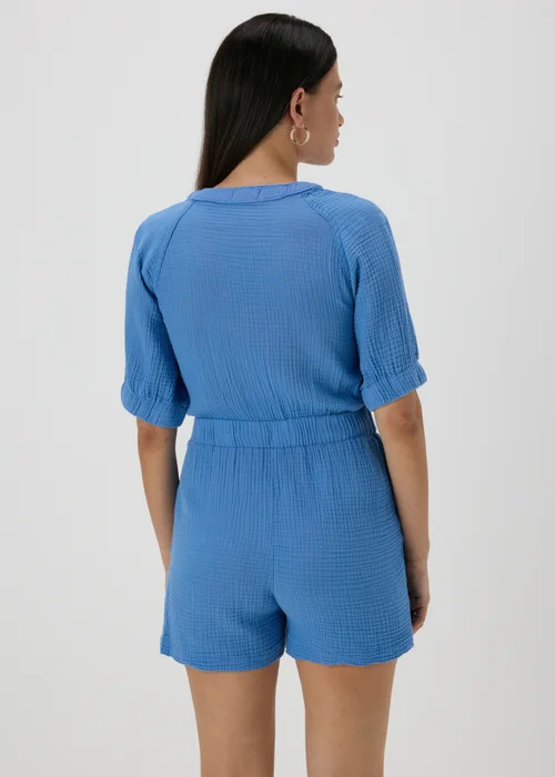 Blue Double Cloth Playsuit - 8 Image 2