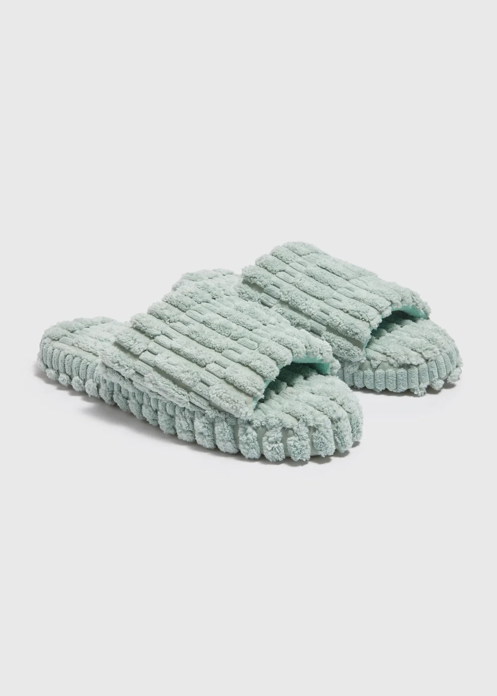 Green Towelling Slider Slippers - Small Image 1