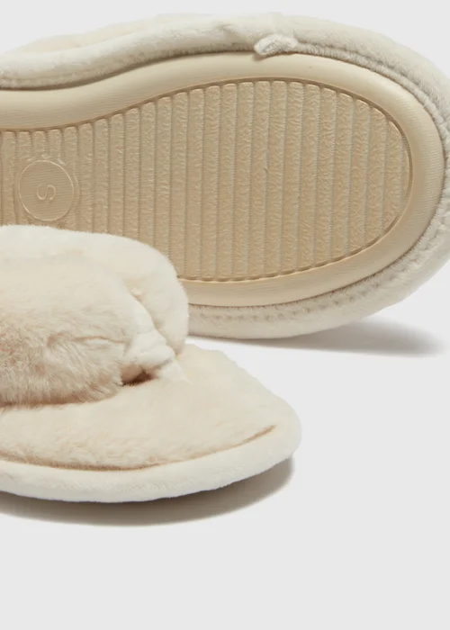 Cream Fur Slippers - Small Image 2