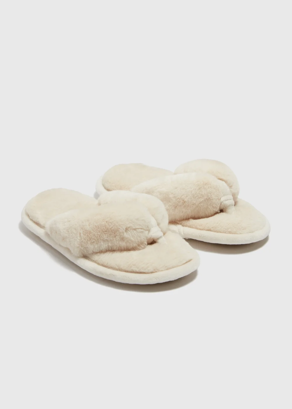 Cream Fur Slippers - Small Image 1