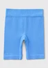 Girls Blue Seamless Ribbed Shorts (7-15yrs) - Small Image 1
