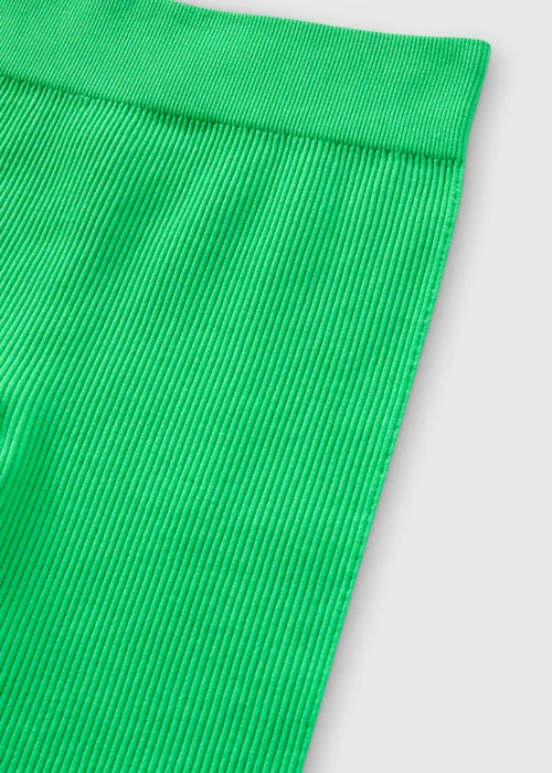 Girls Green Seamless Ribbed Shorts (7-15yrs) - Small Image 2