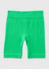 Girls Green Seamless Ribbed Shorts (7-15yrs) - Small Image 1