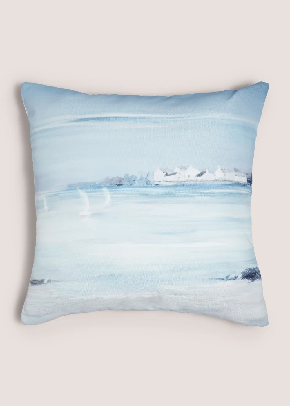 Blue Harbour Scene Cushion Image 1