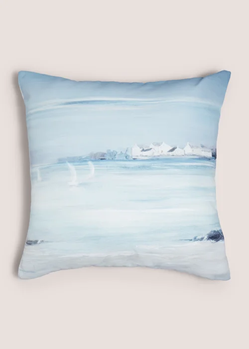 Blue Harbour Scene Cushion Image 1