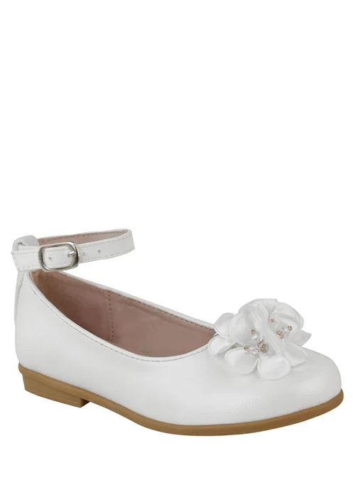 Where's That From Kids White Lacen Platform Flower Embellished Shoes - 2 Image 2