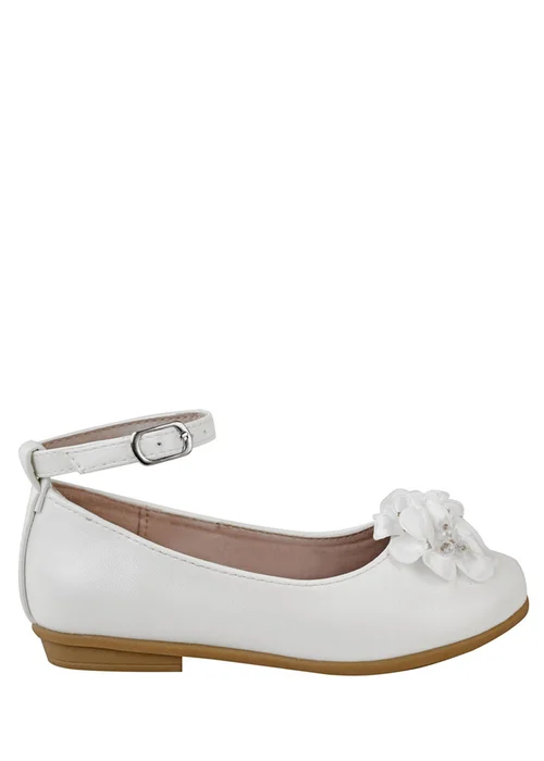 Where's That From Kids White Lacen Platform Flower Embellished Shoes - 2 Image 1