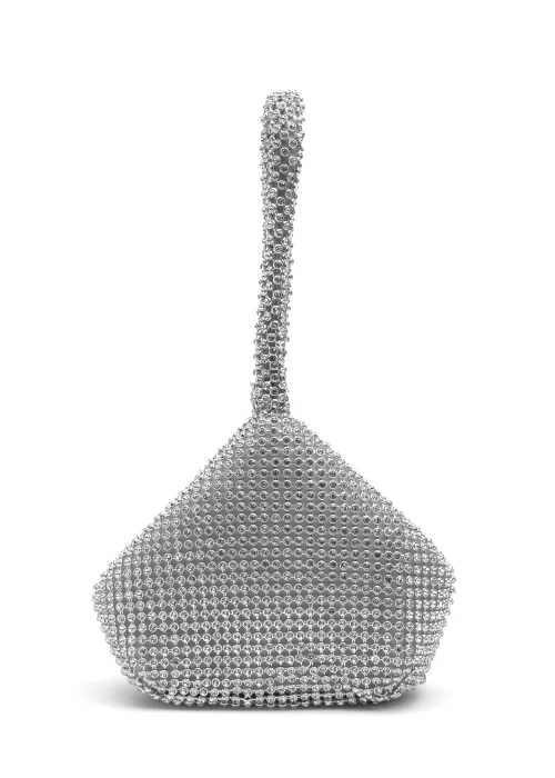 Where's That From Silver Nicki Diamante Mini Pouch Bag - One Size Image 1