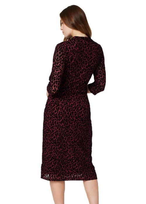 Izabel London Wine Leopard Print Bodycon Midi Dress - 8 Image 3