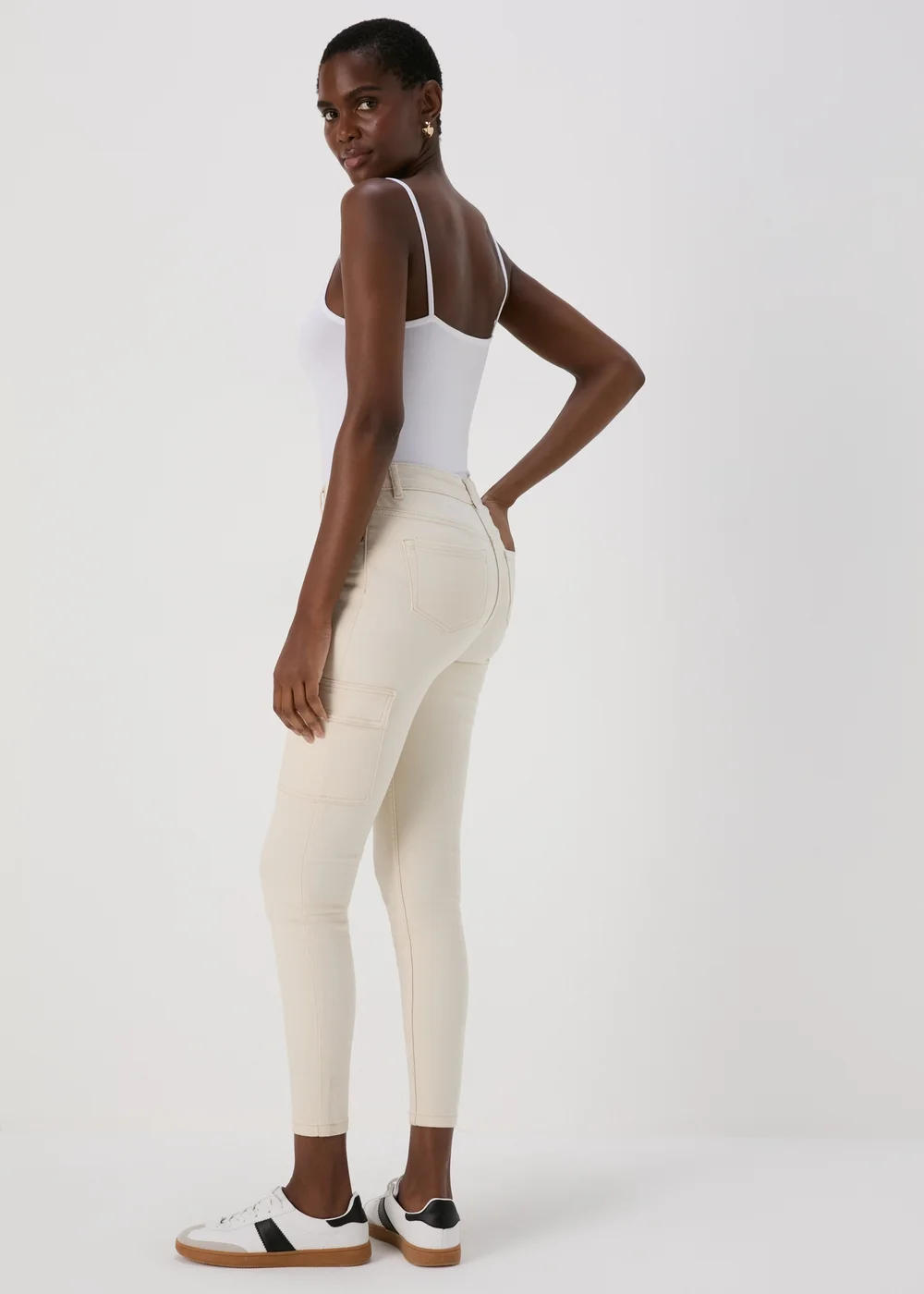 Ecru Skinny Fit Cargo Jeans - 8 Image 2
