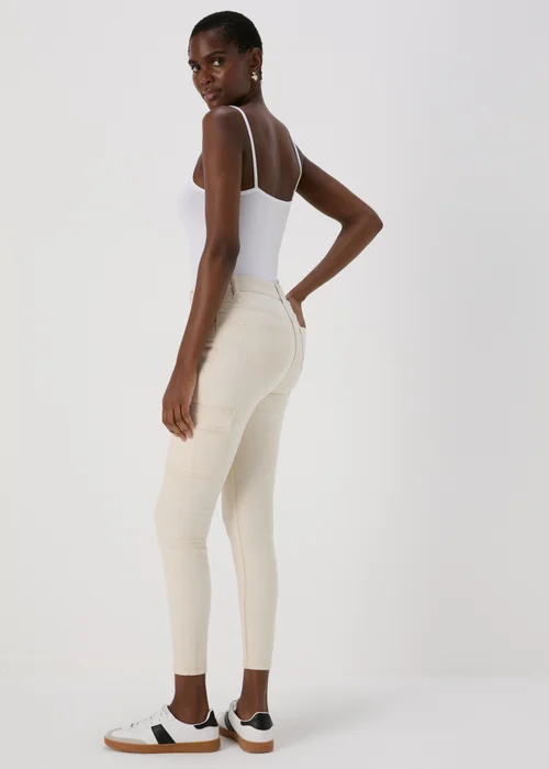 Ecru Skinny Fit Cargo Jeans - 8 Image 2