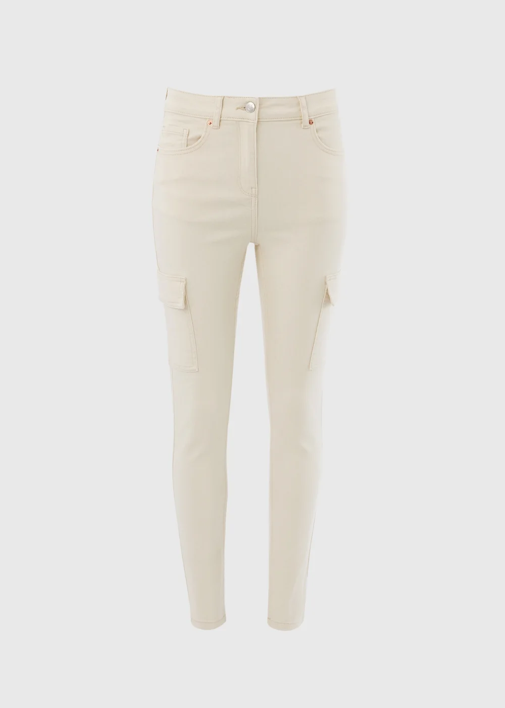 Ecru Skinny Fit Cargo Jeans - 8 Image 5