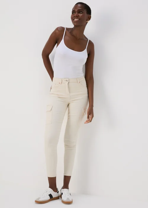 Ecru Skinny Fit Cargo Jeans - 8 Image 1
