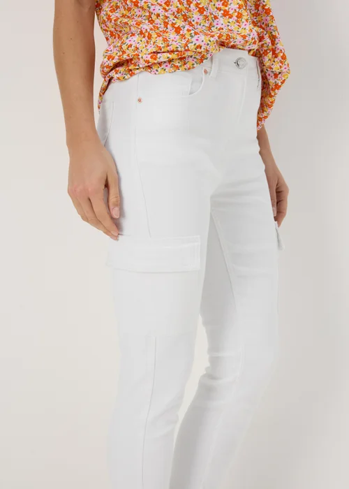 White Skinny Fit Cargo Jeans - 8 Image 3