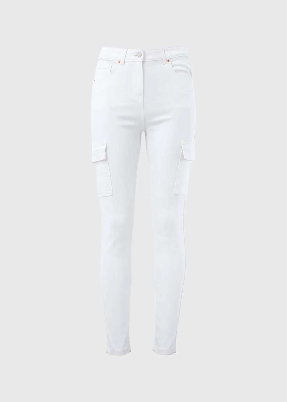 White Skinny Fit Cargo Jeans - 8 Image 5