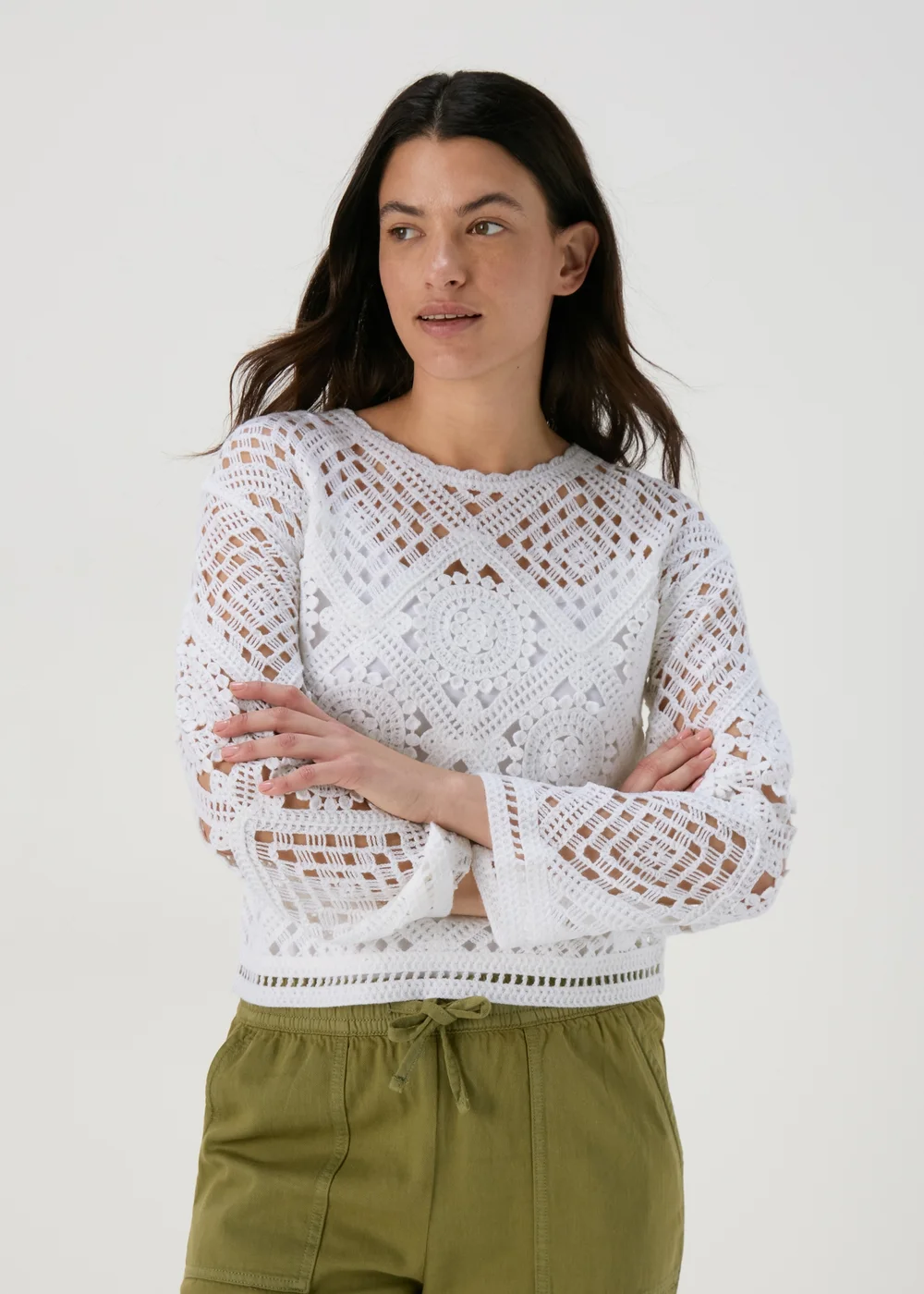White Kimono Sleeve Lace Top - Extra small Image 1