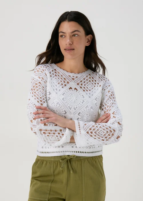 White Kimono Sleeve Lace Top - Extra small Image 1