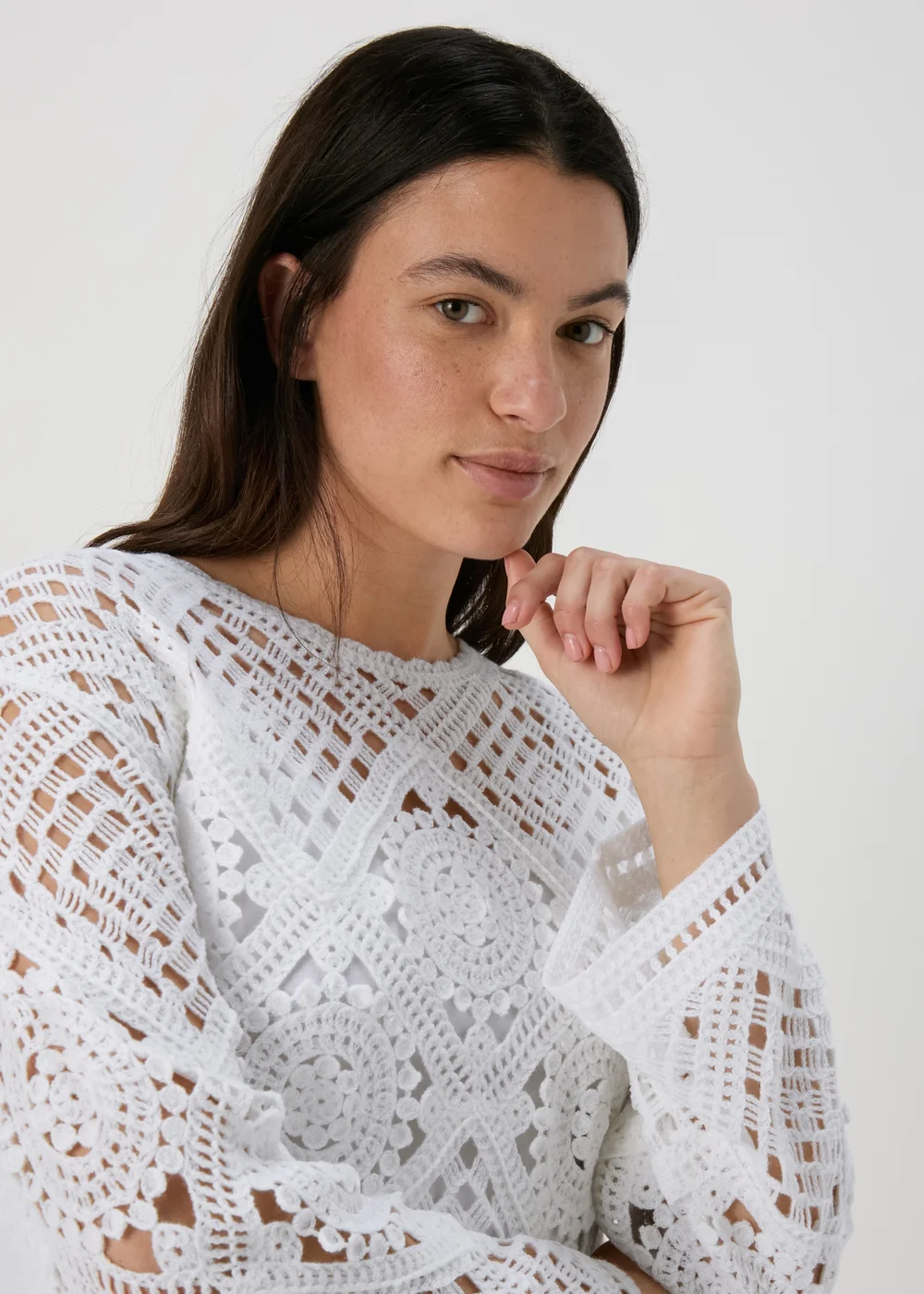 White Kimono Sleeve Lace Top - Extra small Image 3