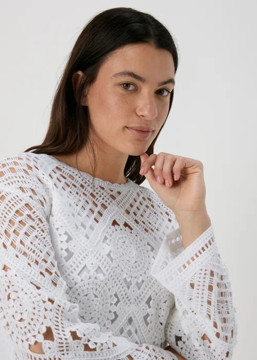 White Kimono Sleeve Lace Top - Extra small Image 3