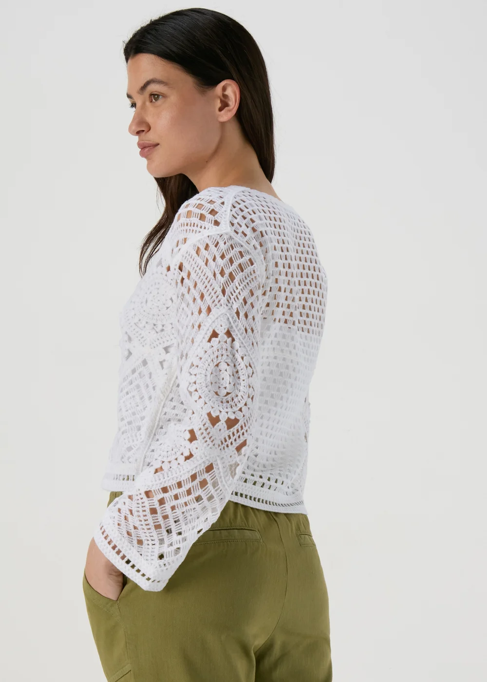 White Kimono Sleeve Lace Top - Extra small Image 2