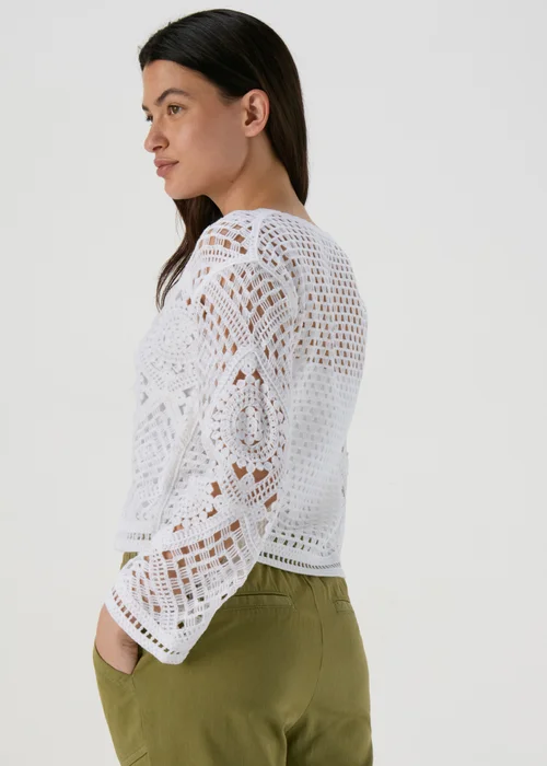 White Kimono Sleeve Lace Top - Extra small Image 2