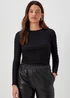 Black Textured Long Sleeve Top - Size 8 Image 1